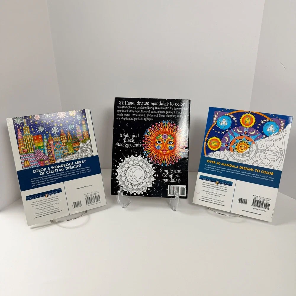 Lot‎ of 3 Adult Coloring Books Starry Skies Celestial Mandalas